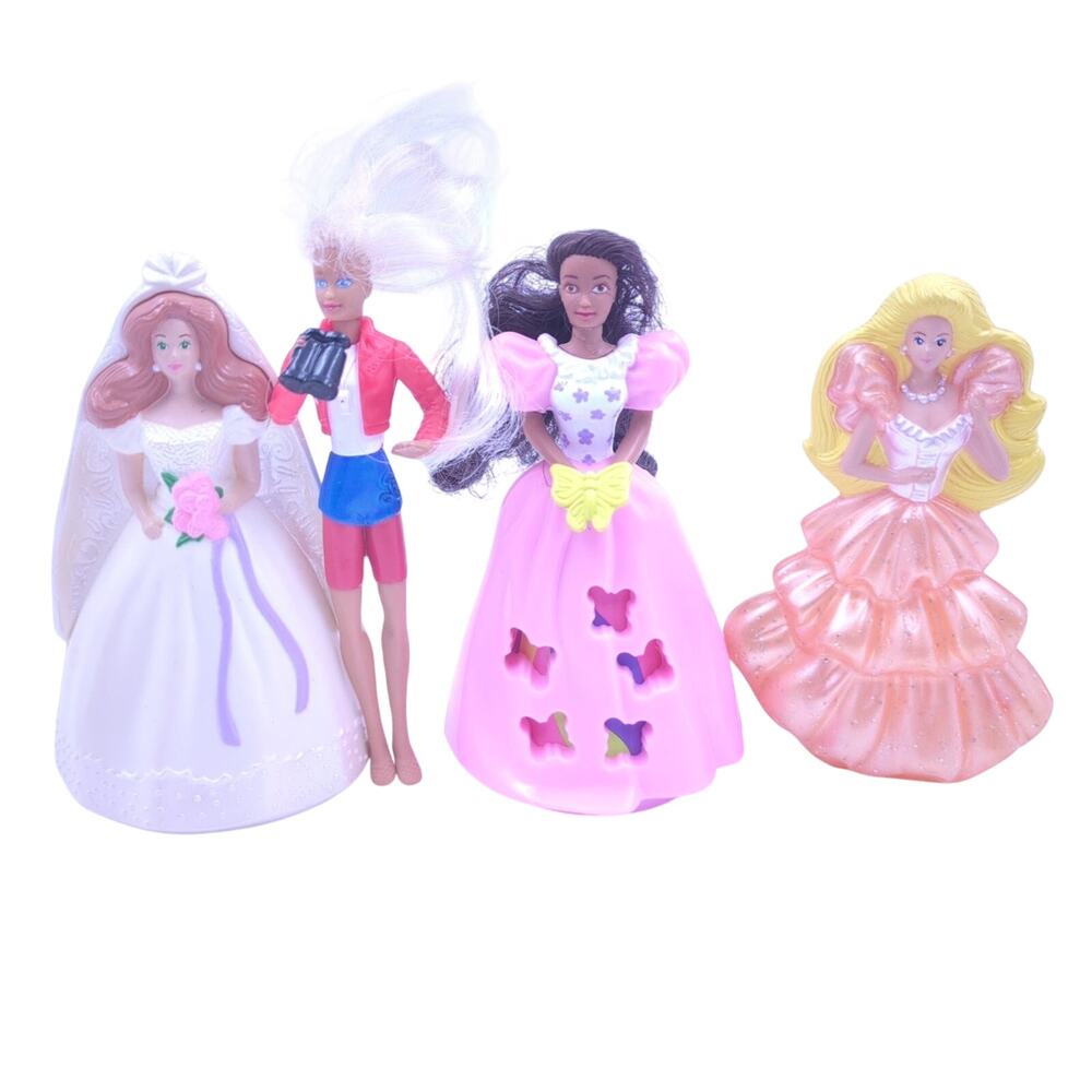 Mattel Barbie Happy Meal Dolls Wedding Rocker Butterfly Peach Gown Figures Lot